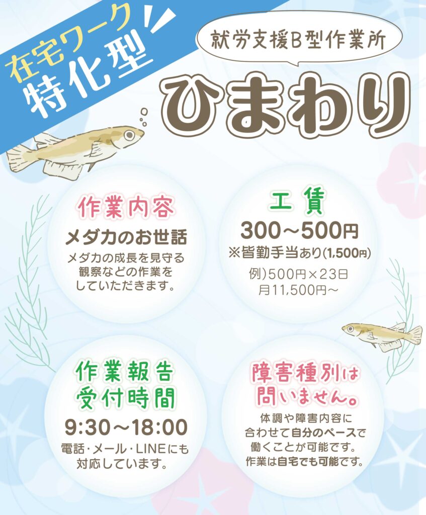 めだかのお世話に関するお仕事の説明